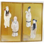 A pair of early 20th century Chinese figural panels,