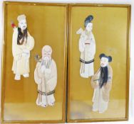 A pair of early 20th century Chinese figural panels,