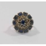 A sapphire and clear stone dress ring,