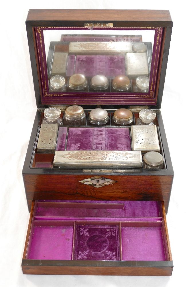 A Victorian rosewood toiletry box, - Image 3 of 3