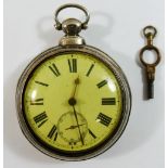 A 19th century silver pair cased pocket watch, London 1868, by Robinson of Chesterfield,