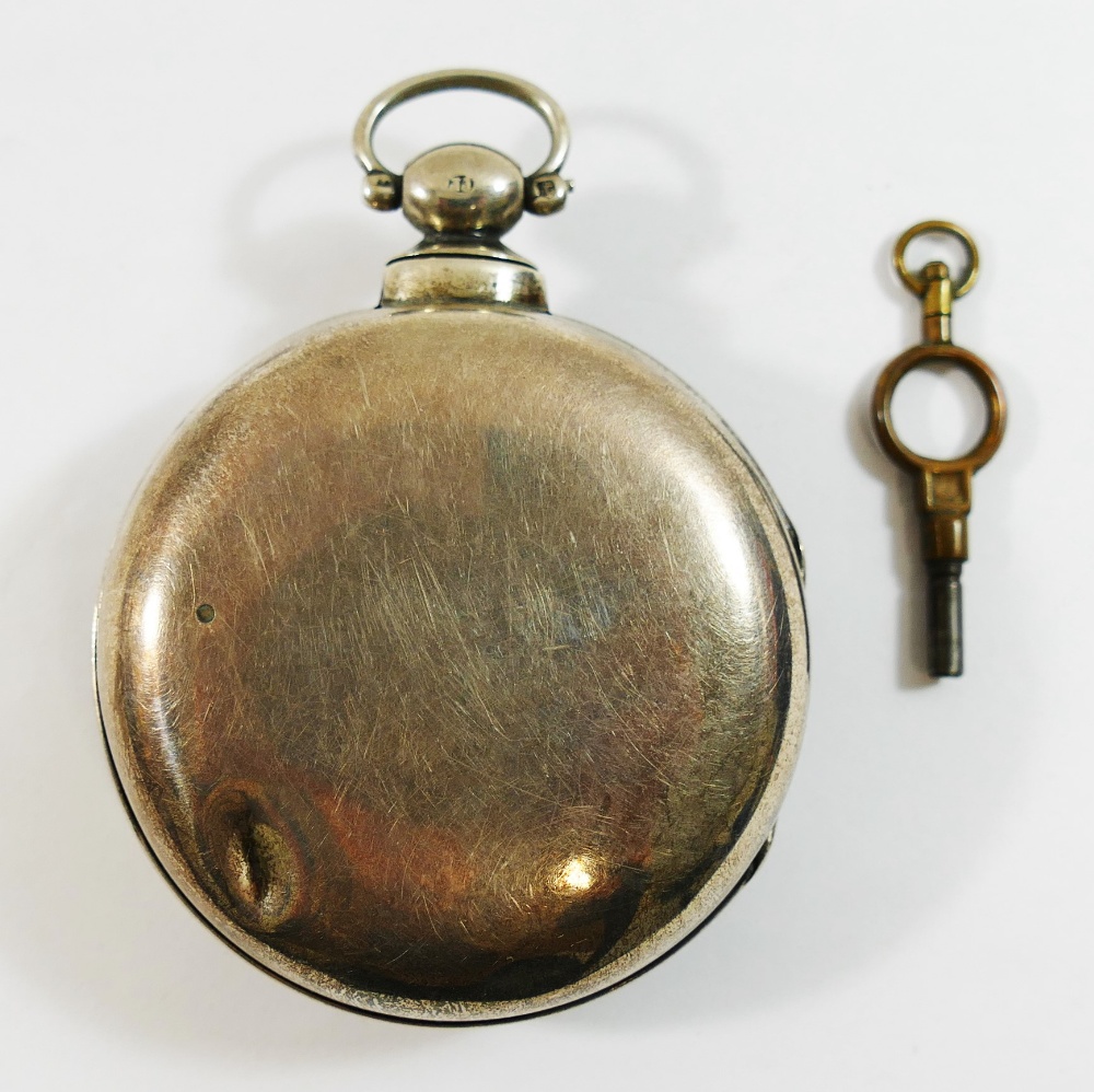 A 19th century silver pair cased pocket watch, London 1868, by Robinson of Chesterfield, - Image 3 of 4
