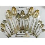 A quantity of mixed silver cutlery, combined weight 18.75ozt, 583.