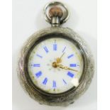A Continental silver ladies pocket watch,