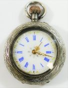 A Continental silver ladies pocket watch,