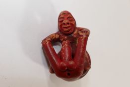 Pre-columbian (Tlatilco) style erotic pottery group/toggle with red glaze* * The vendor's