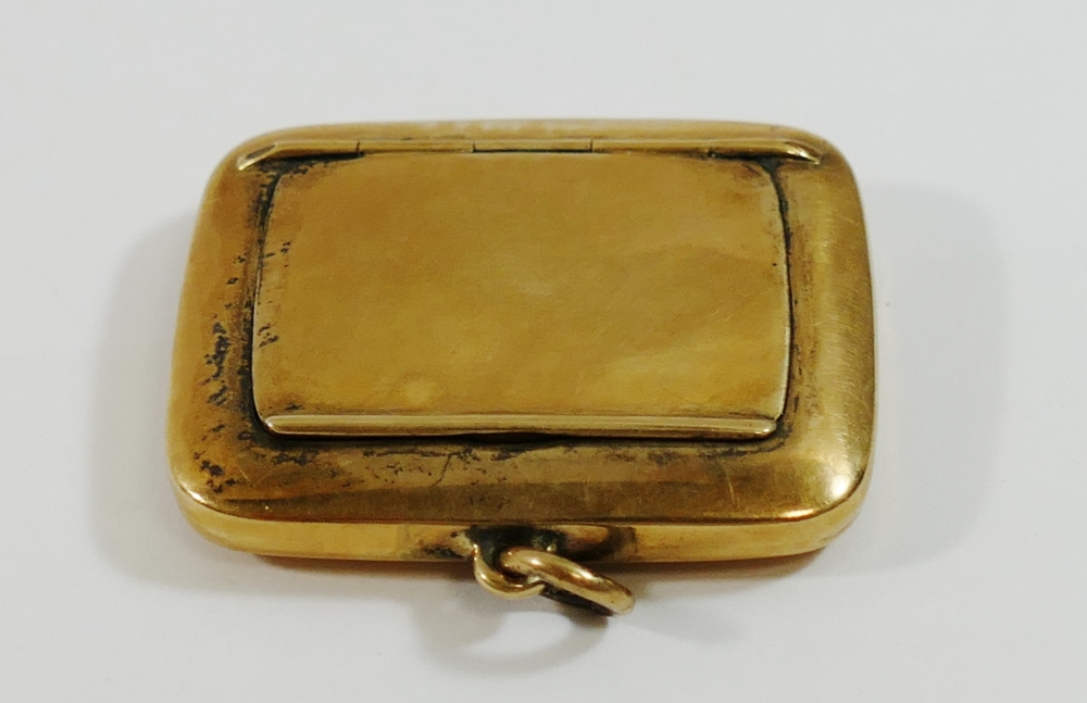 An early 20th century 9 carat gold rectangular powder compact, Birmingham 1910, - Image 2 of 3