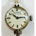 A ladies Rolex Precision bracelet watch, in 18 carat white gold case,