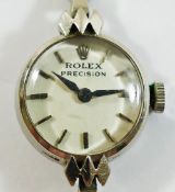 A ladies Rolex Precision bracelet watch, in 18 carat white gold case,