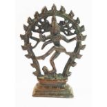 A small Indian bronze of the Hindu goddess Kali, raised on rectangular plinth, 10.