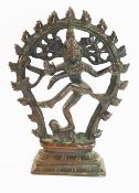 A small Indian bronze of the Hindu goddess Kali, raised on rectangular plinth, 10.