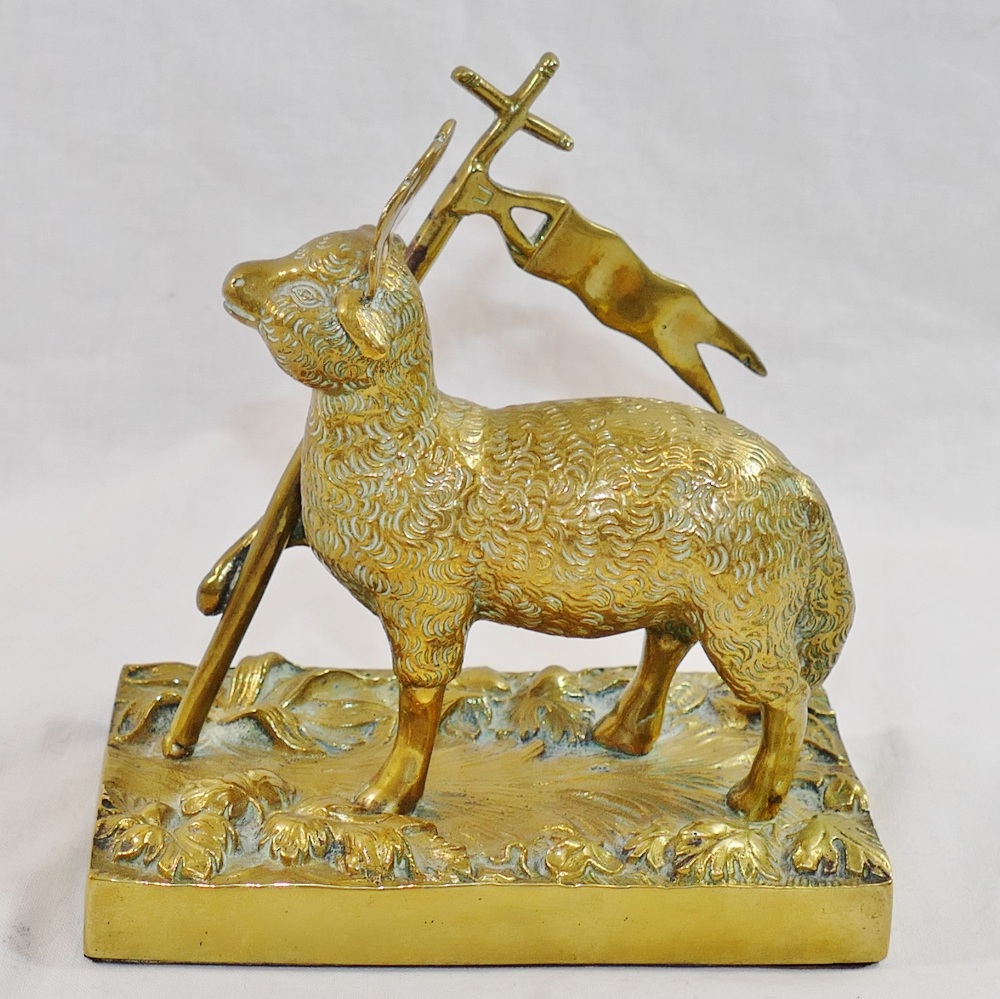 A brass figure of the Lamb of God on rectangular plinth, - Image 4 of 7