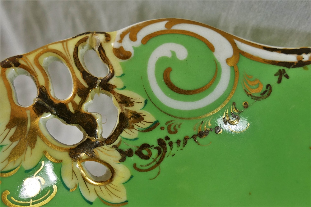 A Victorian Davenport porcelain dessert service, decorated with hand painted rural landscapes, - Image 4 of 5