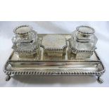 A late Victorian silver rectangular desk stand, London 1899 by Carington and Co.