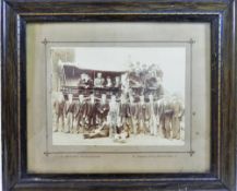 An early 20th century photograph of a group of gentlemen by a horse drawn charabanc, 15.