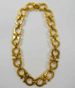 An Italian Salvatore Ferragamo gold plated gancini link necklace, with maker's mark to clasp,