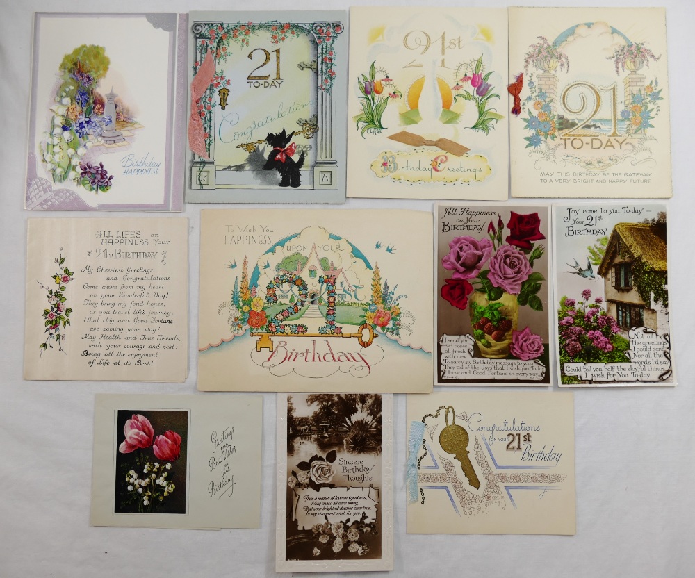 A collection of approximately 100 early 20th century and later greetings and other cards including - Image 2 of 2