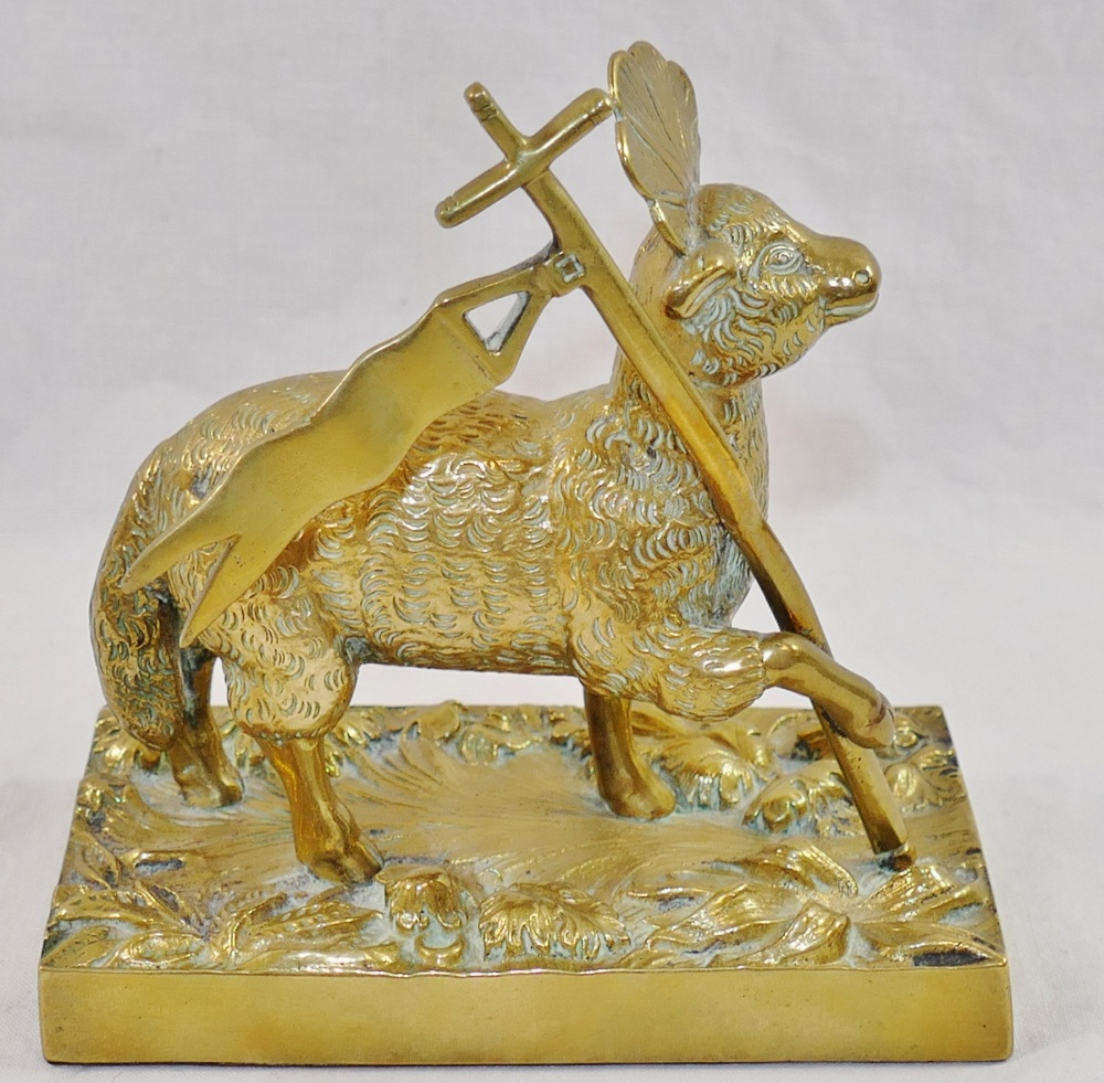 A brass figure of the Lamb of God on rectangular plinth, - Image 3 of 7