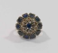 A sapphire and clear stone dress ring, t
