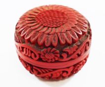 A small Cinnabar red lacquer circular bo