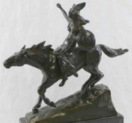 A Valkyrie on horseback, bronze, signed