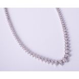 A fine 18ct white gold diamond fringe necklace.