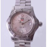 Ladies steel professional Tag Heuer bracelet watch outer seconds bezel, silver dial with luminous