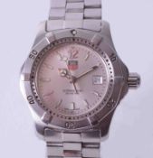 Ladies steel professional Tag Heuer bracelet watch outer seconds bezel, silver dial with luminous