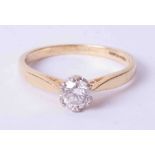 An 18ct and platinum diamond single stone ring, approx. 50 points, size P.