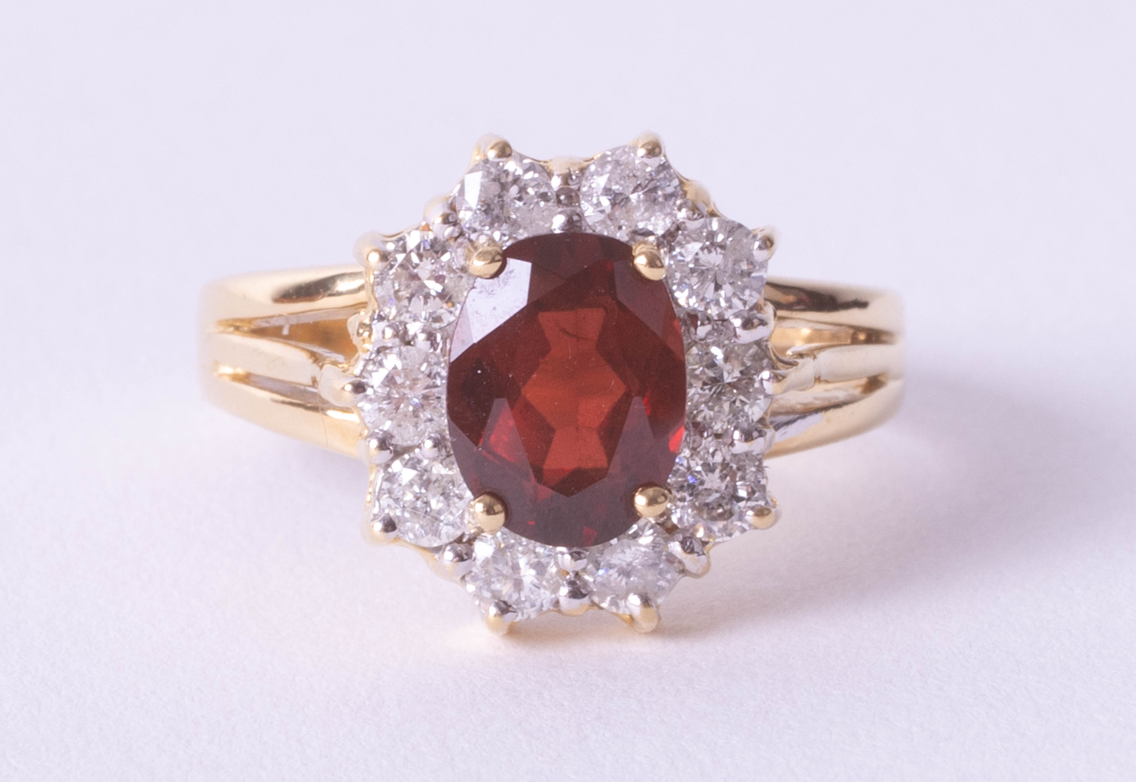 An 18ct diamond and garnet cluster ring, size M. - Image 2 of 3