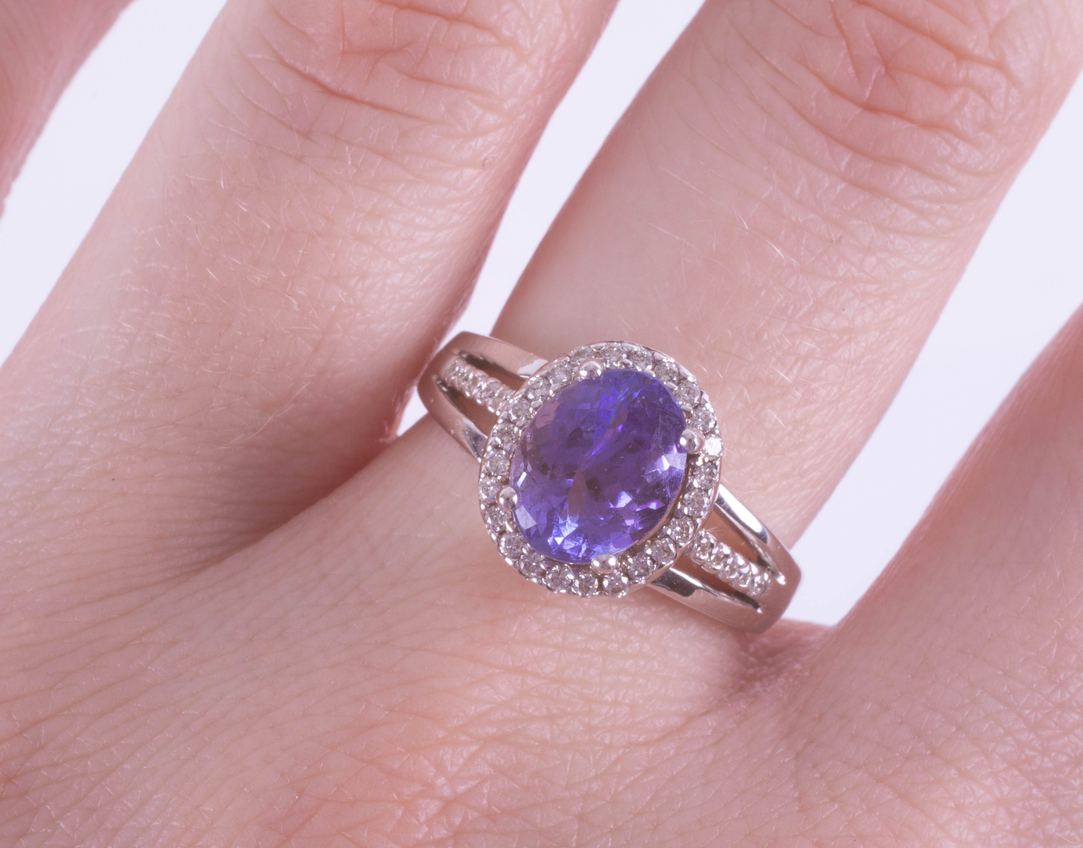 An 18ct white gold diamond and Tanzanite ring approx. 2.75ct, ring size N. - Image 2 of 2