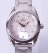 Omega, an as new, ladies stainless steel Seamaster Aqua Terra, with mother of pearl, diamond dot