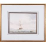 Tim Thompson, signed watercolour, 'Sailing Ship in Choppy Seas', 19cm x 26cm.