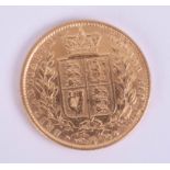 An 1853 Victoria gold full sovereign, shield back, young head.