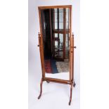 A mahogany framed cheval mirror, height 143cm.