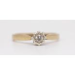 A 9ct small diamond and illusion set ring, size N.