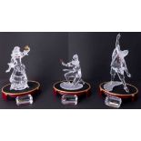 Swarovski set of three figures 1999, 2000, 2001, Columbine, Pierrot & Harlequin all boxed