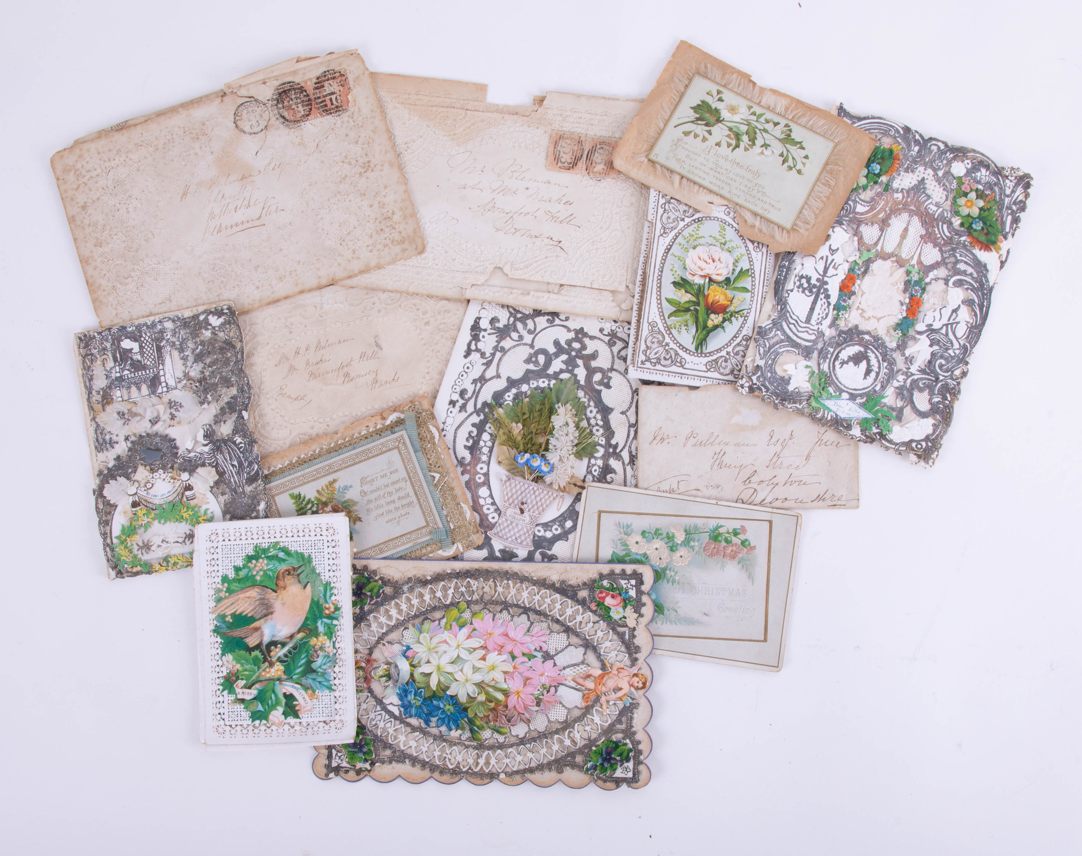 A small collection of Victorian and later greetings and Valentine's cards.