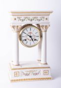 Porcelain 'Empress Josephine' Portico clock decorated with roses, by 'Franklin Mint', Roman dial,