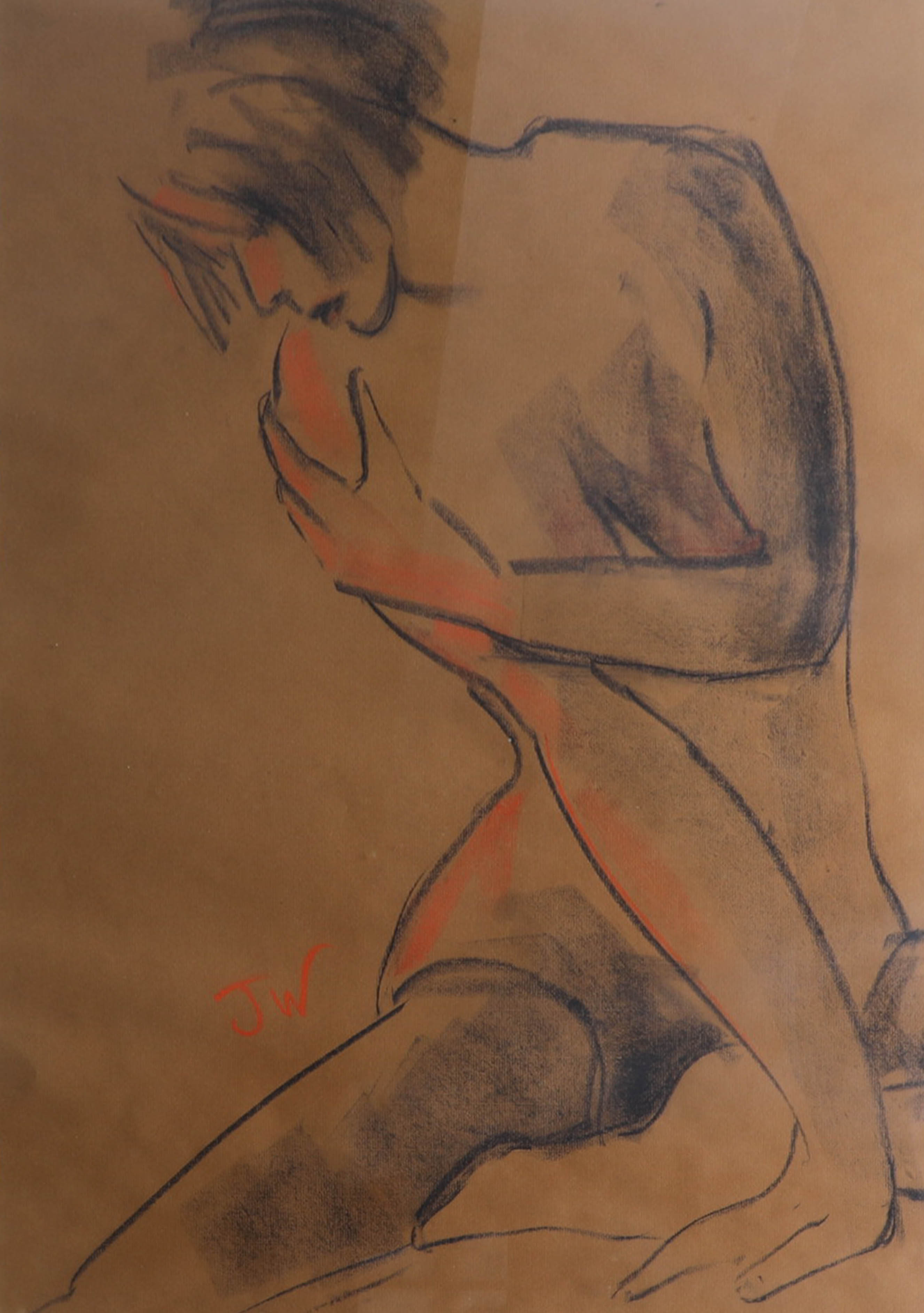 Jill Watkins, pastel sketch of lady, 67cm x 47cm, framed and glazed. - Image 2 of 2