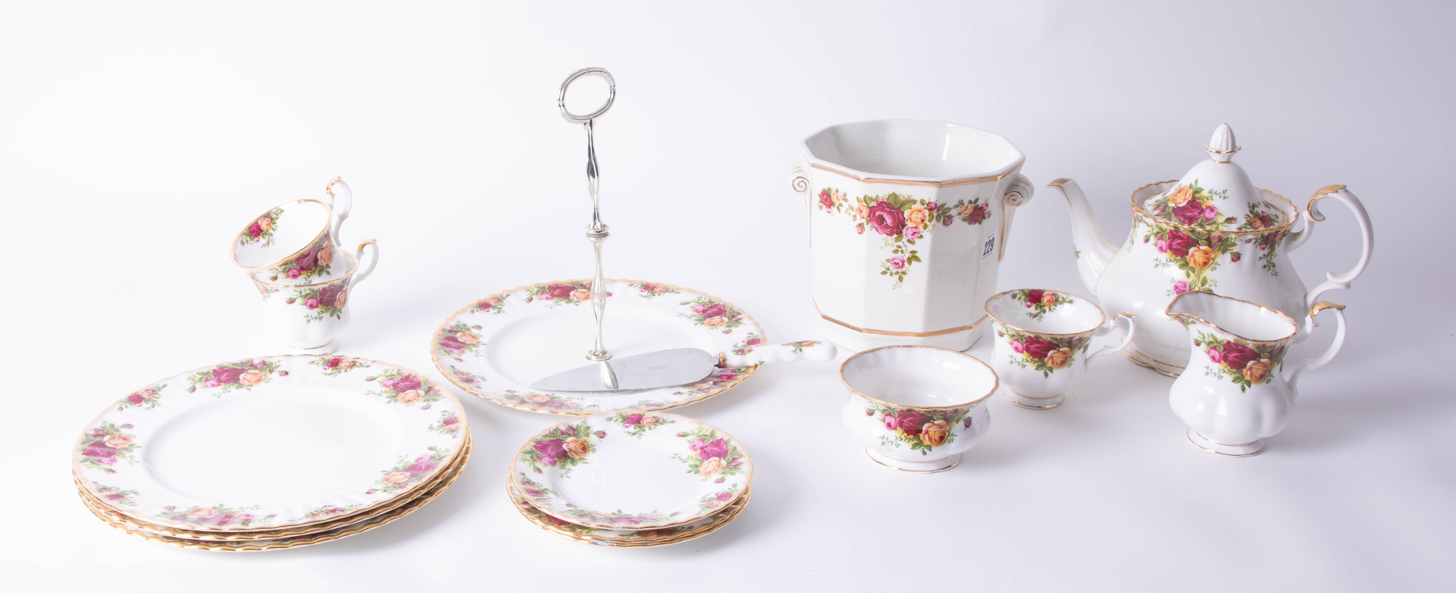 Royal Albert Old Country Roses, a tea service including teapot, photo frame, ice bucket, cake stand,