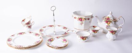 Royal Albert Old Country Roses, a tea service including teapot, photo frame, ice bucket, cake stand,