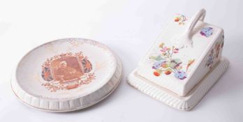 Victorian pottery cheese dish together with a bread plate, Victoria Jubilee 1897 (2).