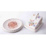 Victorian pottery cheese dish together with a bread plate, Victoria Jubilee 1897 (2).