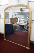 A Victorian gilt framed over mantle mirror, height 161cm, width (max) 143cm.