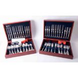 David Mellor, a silver plated contemporary canteen of cutlery by Arthur Price in two fitted boxes.