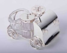 A novelty silver plated car mustard, salt and pepper set.