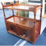 Victorian mahogany buffet with three quarter upper tier on fluted baluster supports above with