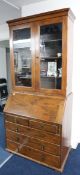 A late 19th early 20th century oak bureau bookcase, width 91cm.