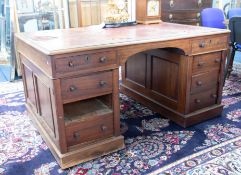 A 19th century mahogany Partners Desk, in three sections, one drawer missing, width 143cm, height